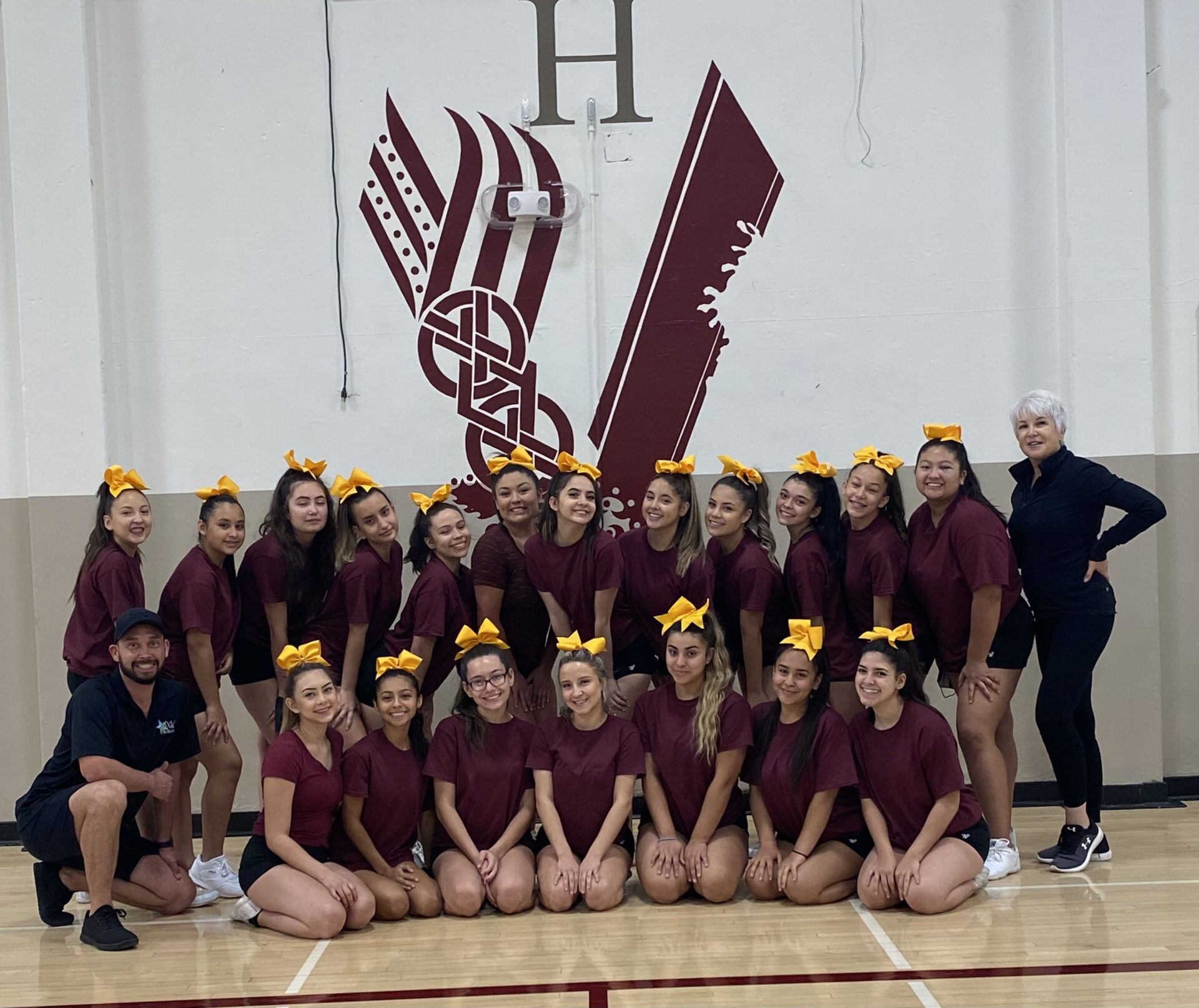 A group of cheerleaders posing for a picture.