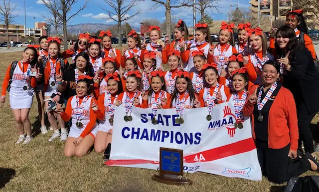 A group of cheerleaders posing for a picture.